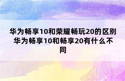 华为畅享10和荣耀畅玩20的区别 华为畅享10和畅享20有什么不同